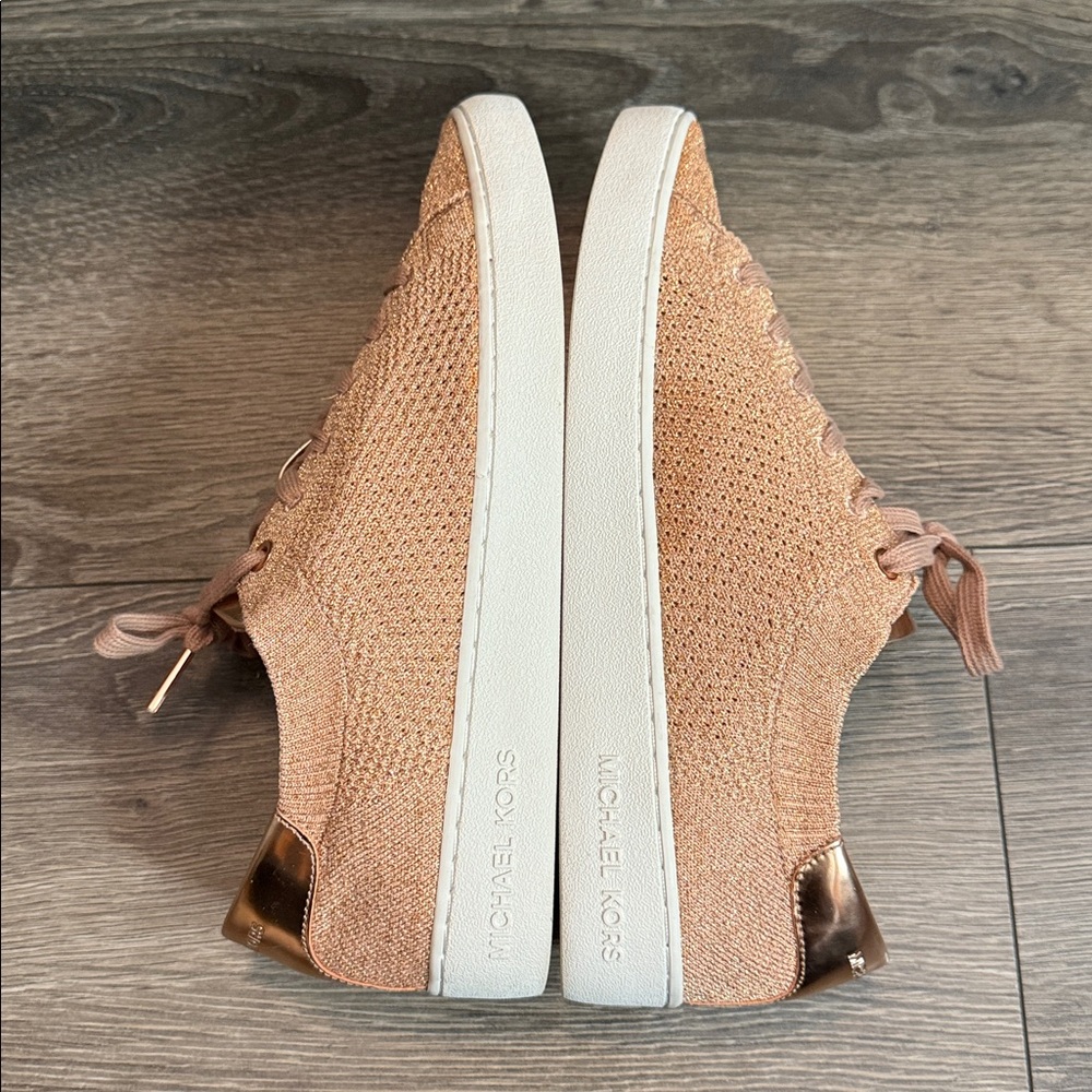 Women Michael Kors Rose Gold Textured Sneakers - Picture 4 of 9
